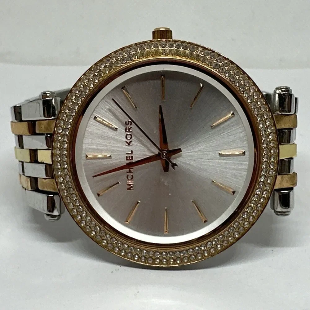 Michael Kors Darci MK3203 Women's Tri-Tone Glitz Analog Dial Quartz Watch NUL27